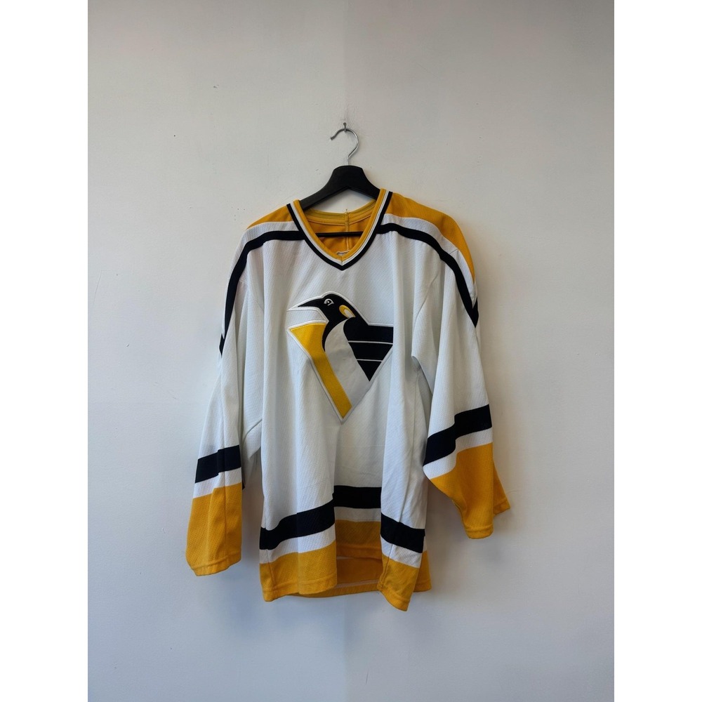 Vintage Pittsburgh Penguins Hockey‎ Jersey Mens Large White Yellow NHL CCM 90s